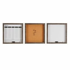 Mikasa Dry Erase Board, Calendar & Cork Board 3-Piece Set Gray