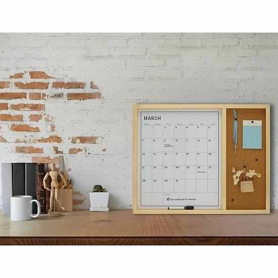 Mikasa White Board Calendar With Cork Board Gold 4 Mikasa White Board Calendar With Cork Board Gold - Image 2