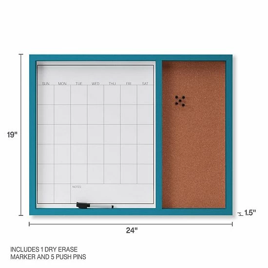 Mikasa White Board Calendar & Cork Board Gray 5 Mikasa White Board Calendar & Cork Board Gray - Image 3